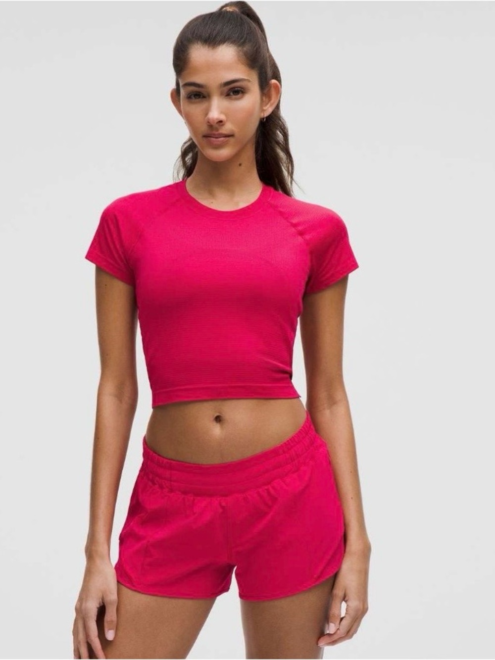 Lululemon Swiftly Tech Cropped Short-Sleeve Shirt 2.0 Pink Dragonfruit / Pink Dr